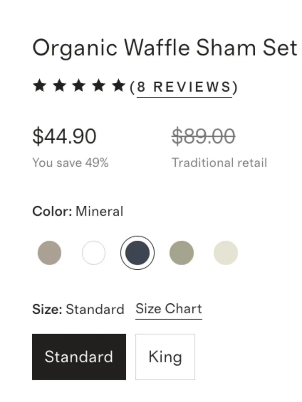 NWOT Quince Organic Ribbed Cotton Shams – Mineral – Standard